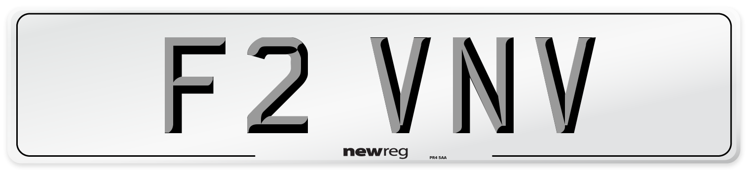 F2 VNV Number Plate from New Reg